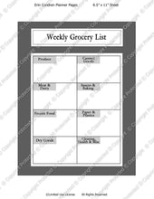 Daily Planner Template - Grocery List - Instant Download PSD and PNG Formats (m135) 8.5x11 Inch Sizes Digital Template