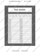 Daily Planner Template - Hourly Schedule - Instant Download PSD and PNG Formats (m137) 8.5x11 Inch Sizes Digital Template