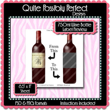 750ml Wine Bottle Label Preview Template Set - Instant Download PSD and PNG Formats (Temp606) Digital Bottlecap Collage Sheet Template