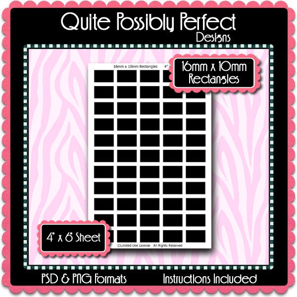 10x16mm Rectangles Instant Download PSD and PNG Formats (Temp607) Digital Bottlecap Collage Sheet Template