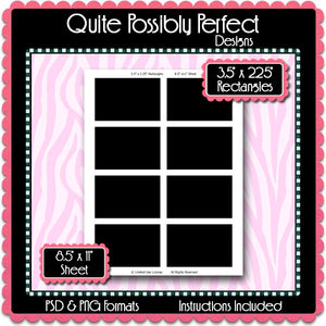 3.5 x 2.25 Inch Rectangle Template Instant Download PSD and PNG Formats (Temp608) 8.5x11 Inch Digital Bottlecap Collage Sheet Template