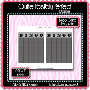 Bingo Cards Template Instant Download PSD and PNG Formats (Temp609) Digital Party Game Template