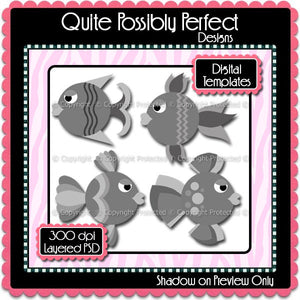PSD Layered Digital Template - Fishy Clipart Template (dgt101) CU Layered Digital Template for Creating Your Own Clipart Commercial Use OK