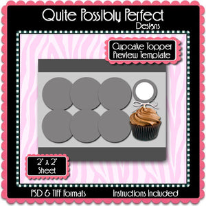 Cupcake Topper Preview Template Instant Download PSD and PNG Formats (Temp625) Digital Bottlecap Collage Sheet Template
