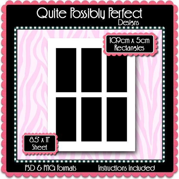 10.9cm x 5cm Rectangles Template Instant Download PSD and PNG Formats (Temp628) 8.5x11