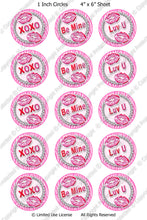 Digital Bottle Cap Images - Valentine Kisses Collage Sheet (H0208) 1 Inch Circles for Bottlecaps, Magnets, Jewelry, Hairbows, Buttons