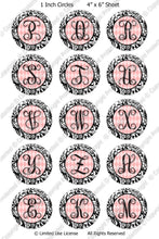 Digital Bottle Cap Images - Damask Vine Initials (ETR129) 1 Inch Circles for Bottlecaps, Magnets, Jewelry, Hairbows, Buttons