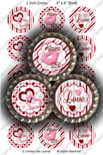 Digital Bottle Cap Images - Valentine Love Collage Sheet (H0211) 1 Inch Circles for Bottlecaps, Magnets, Jewelry, Hairbows, Buttons