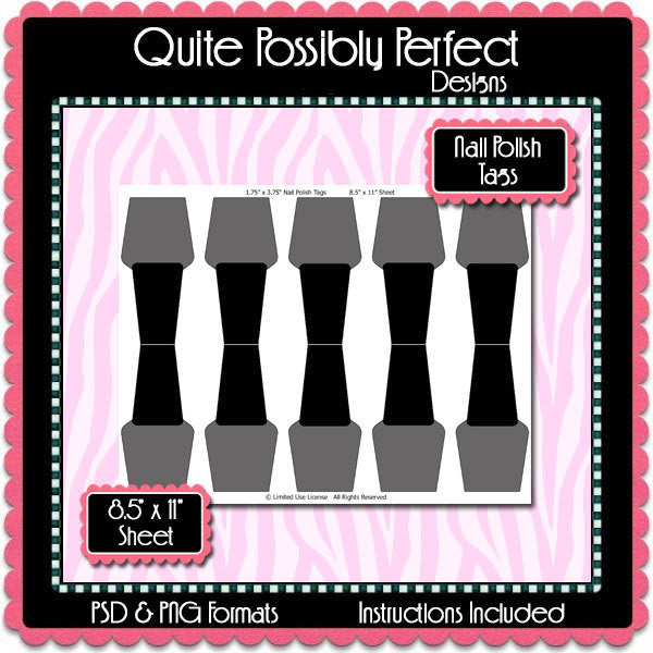 Nail Polish Tags Template Instant Download PSD and PNG Formats (Temp637) Digital Bottlecap Collage Sheet Template