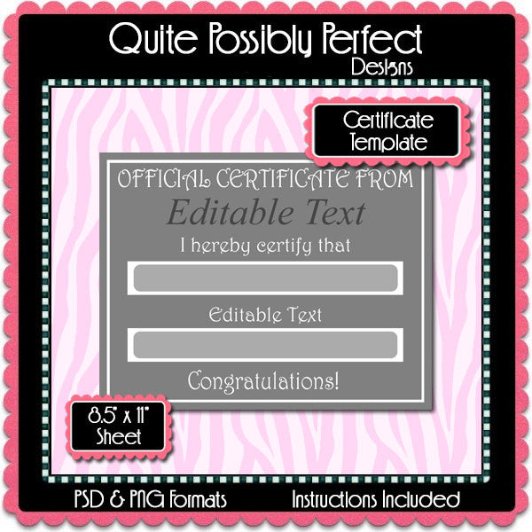 Certificate Template Instant Download PSD and PNG Formats (Temp642) Digital Bottlecap Collage Sheet Template