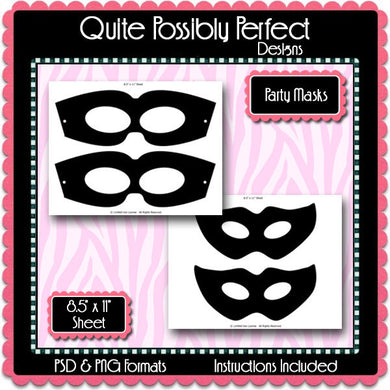 Party Masks Template Instant Download PSD and PNG Formats (Temp649) Digital Bottlecap Collage Sheet Template