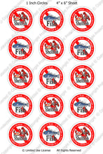 Digital Bottle Cap Images - Shellfish Fish Allergies (ETR136) 1 Inch Circles for Bottlecaps, Magnets, Jewelry, Hairbows, Buttons