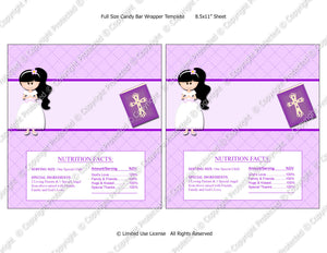 Digital Communion Girl 3 Candy Bar Label  -  Instant Download (M149) Digital Party Graphics - PERSONAL USE Only