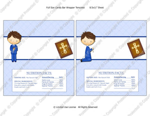 Digital Communion Boy Candy Bar Label  -  Instant Download (M146) Digital Party Graphics - PERSONAL USE Only