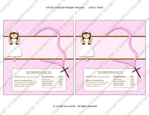 Digital Communion Girl 4 Candy Bar Label  -  Instant Download (M150) Digital Party Graphics - PERSONAL USE Only