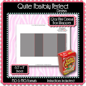 Mini Cereal Box Wrapper Template Instant Download PSD and PNG Formats (Temp663) Cereal Box Labels Digital Bottlecap Collage Sheet Template