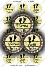 Digital Bottle Cap Images - Chevron Baby To Be Yellow (ETR138) 1 Inch Circles for Bottlecaps, Magnets, Jewelry, Hairbows, Buttons