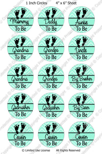 Digital Bottle Cap Images - Chevron Baby To Be Green (ETR139) 1 Inch Circles for Bottlecaps, Magnets, Jewelry, Hairbows, Buttons
