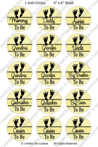 Digital Bottle Cap Images - Chevron Baby To Be Yellow (ETR138) 1 Inch Circles for Bottlecaps, Magnets, Jewelry, Hairbows, Buttons