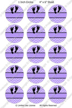Editable Bottle Cap Images - Instant Download JPG & PDF Formats - Lavender Chevron Baby Footprints (ET192) Digital Bottlecap Collage Sheet